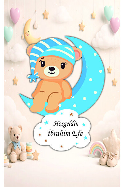 hediyyenvar Kişiye Özel Bebek Hastane Kapı Süsü Ayıcık Temalı – 24x35 cm Yeni...