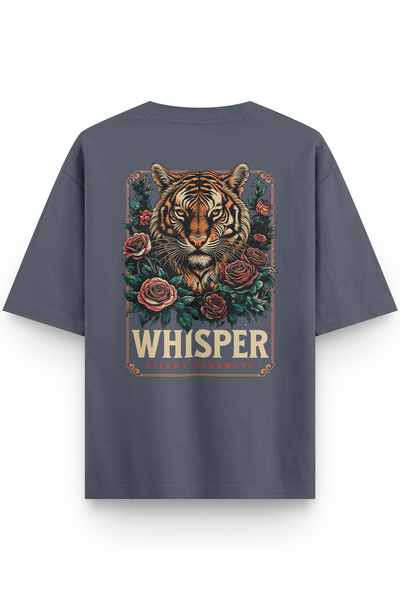 Overoz Women's / Men's Semi Oversize T-Shirt Whisper Tiger Back Printed Smoke...