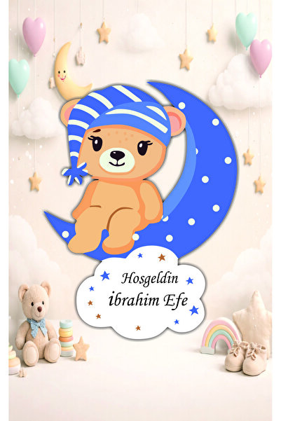 hediyyenvar Kişiye Özel Bebek Hastane Kapı Süsü Ayıcık Temalı – 24x35 cm Yeni...