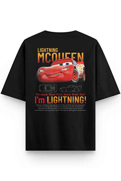 Overoz Women's / Men's Semi Oversize T-Shirt with Car Back Print Black T-Shir...