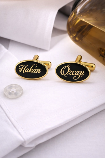 Lunea Co 925 Ayar Kişiye Özel Isimli Model Erkek Hediyelik Kol Düğmesi