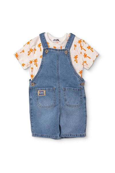 ebebek Hello Baby HelloBaby Erkek Bebek Salopet-Tişört Palmiye Baskılı Düğmel...