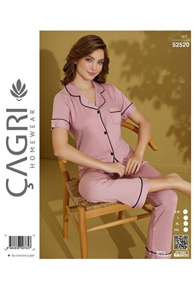 Çağrı 52520 Boydan Buttoned Short Sleeve Pajama Set