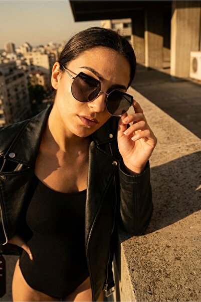 SANCHES Geometric Korean Style Women Sunglasses 56 mm Black Metal Frame Black...
