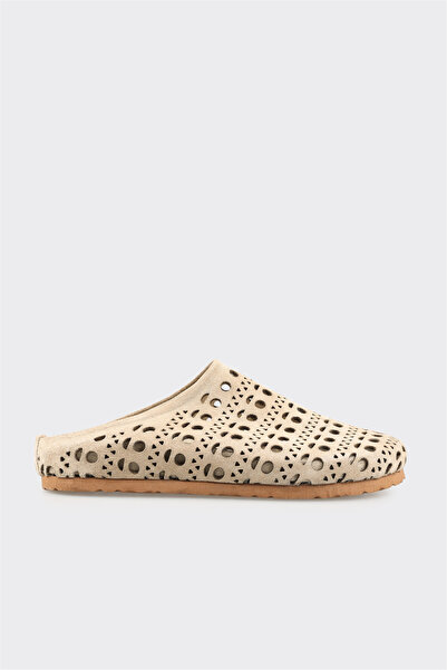 Elle Shoes Bej Deri Kadın Terlik