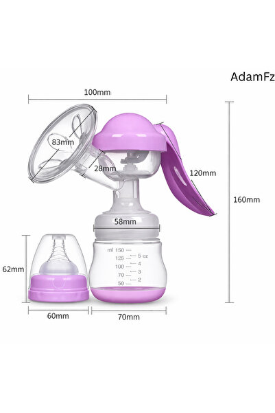 AdamFz Manual Breast Pump BPA Free Strong Suction Portable Breastfeeding Pump Lavender