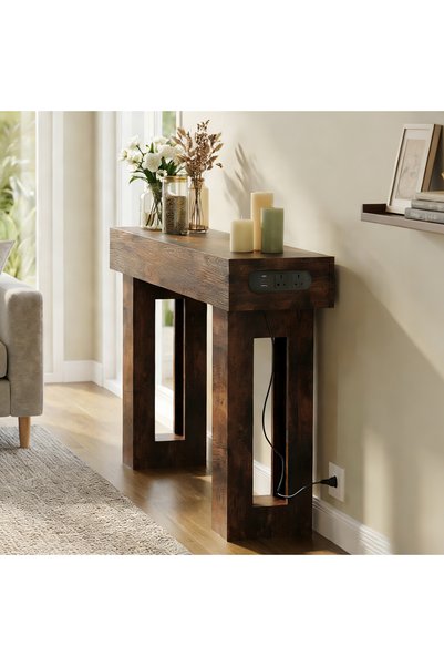 VariFurnx 160*35*90cm Console Table with Power Outlet Farmhouse Long Entryway Couch Table Large Sofa Table