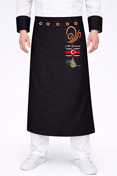 Üniformanya Ποδιά Μάγειρα με Όνομα και Δώρο, Ποδιά Σεφ που δένει στη μέση, Πο...