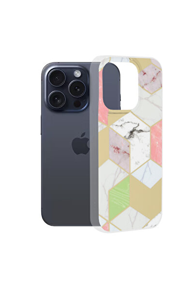 Techsuit Husa pentru iPhone 15 Pro, Marble Series, protectie antisoc, mov