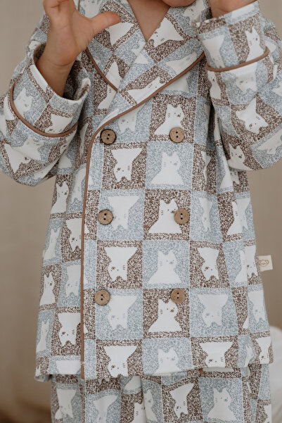 Oh La La Koala For Little Ones Kedi Desenli Yaka Detaylı Pijama Üst