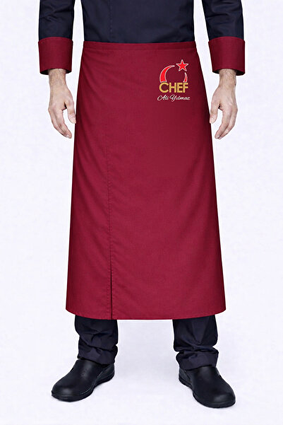 Üniformanya Ποδιά Μάγειρα με Όνομα και Δώρο, Ποδιά Σεφ που δένει στη μέση, Πο...