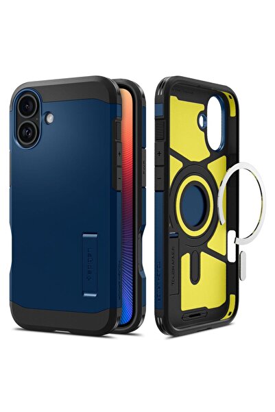 Spigen Θήκη iPhone 16, Tough Armor MagSafe (ACS08217), αντικραδασμική, μπλε