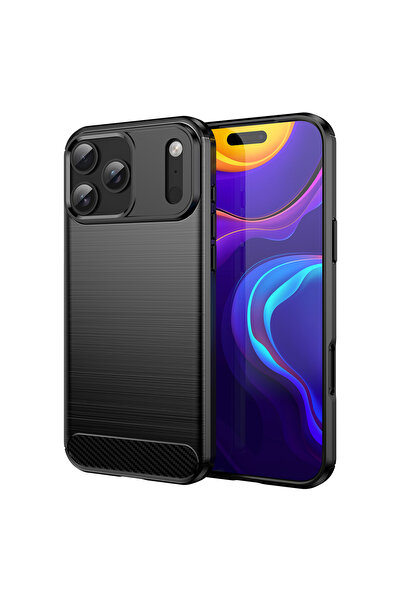 DAMUR Husa Carbon Apple iPhone 17 Pro, Silicon TPU Durabil, Grip Anti-Aluneca...