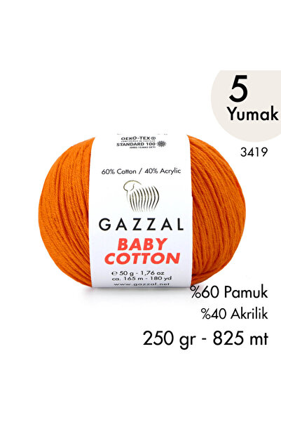 Gazzal Baby Cotton 3419-Yazlık Projeler İçin Hafif ve Konforlu Pamuk İplik - ...