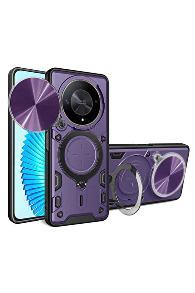 DAMUR Husa LensCover KickStand Honor Magic6 Lite, Inel Magnetic, Protecție la...