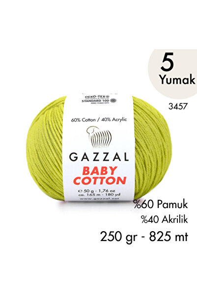 Gazzal Baby Cotton 3457-Yazlık Projeler İçin Hafif ve Konforlu Pamuk İplik - ...