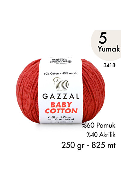 Gazzal Baby Cotton 3418-Yazlık Projeler İçin Hafif ve Konforlu Pamuk İplik - ...