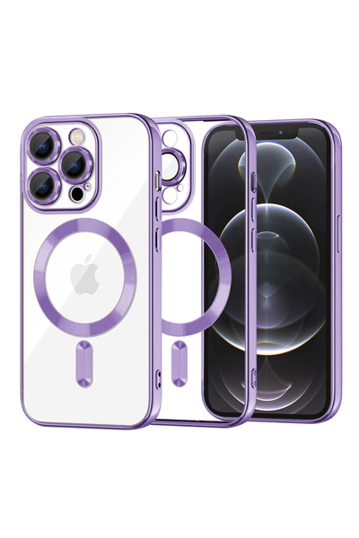 Techsuit iPhone 12 Pro Case, Luxury Crystal MagSafe, shockproof, purple