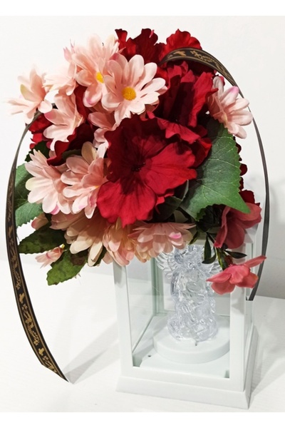 Pasiunea Florilor Διακοσμητικό φανάρι LED με αγγέλους, χρυσάνθεμα και ροζ λου...