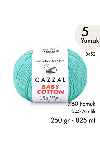 Gazzal Baby Cotton 3452-Yazlık Projeler İçin Hafif ve Konforlu Pamuk İplik - ...