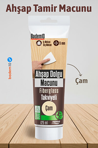 Badem10 Ahşap Parke Tamir Macunu ÇAM RENK Mobilya Masa Dolgu Çatlak Çizik Gid...