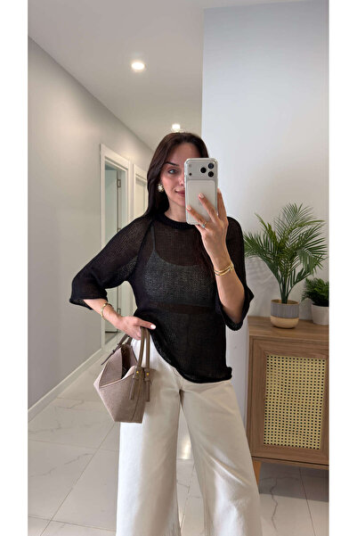 BİRCANÇİL Cholwe Black Crew Neck Knitted Sweater