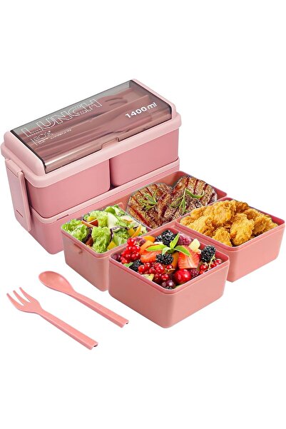 Arabest 1.4L Bento Lunch Box,3-in-1 Compartment,Microwave & Dishwasher Safe,P...