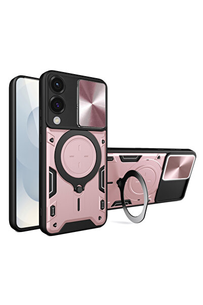 DAMUR Husa LensCover KickStand Samsung Galaxy S25 Edge, Inel Magnetic, Protec...