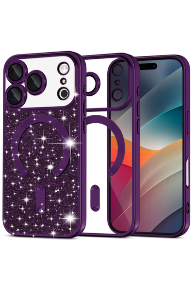Stef's Cat Husa pentru iPhone 17 Pro, Stef's Cat, Luxury Glitter MagSafe, mov
