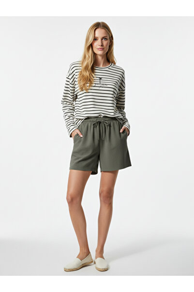 Xint Kadın Haki Pamuk Dokulu Oversize Sweatshirt