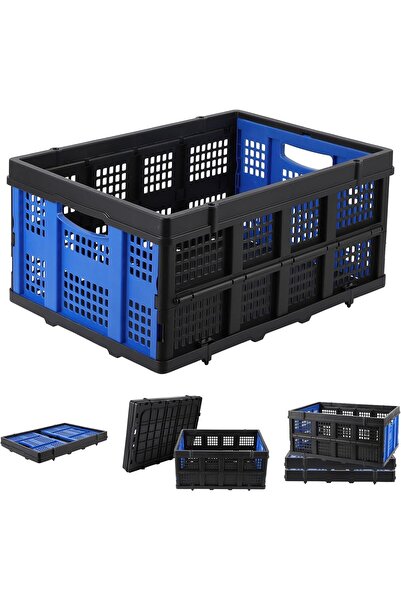 Garvee Foldable Plastic Storage Crate, Collapsible Milk Crate with Handles fo...
