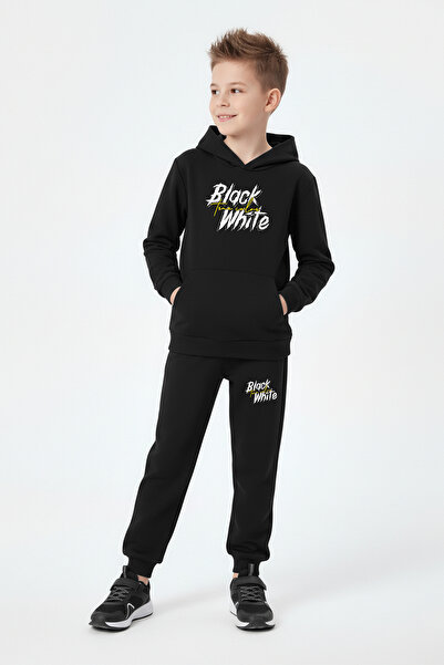 FYK KİDS Σετ φόρμας για αγόρια με κουκούλα και τσέπες καγκουρό, με λεπτομέρει...