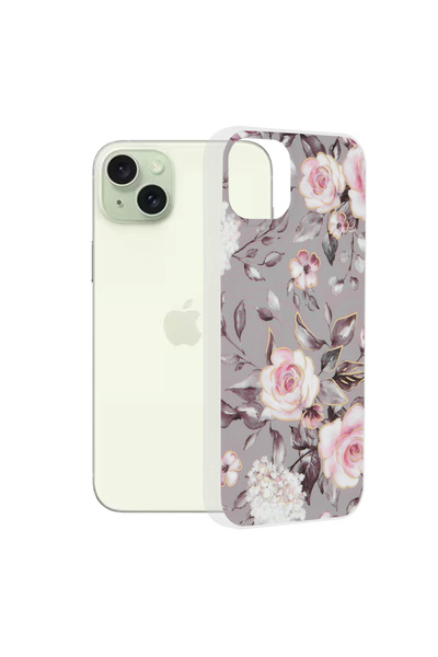 Techsuit Husa pentru iPhone 15 Plus, Marble Series, protectie antisoc, gri