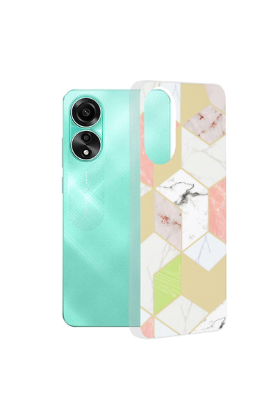Techsuit Husa pentru Oppo A78 4G, Marble Series, protectie antisoc, mov