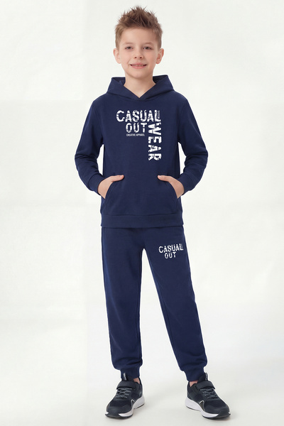 FYK KİDS Σετ φόρμας για αγόρια με κουκούλα και τσέπες καγκουρό, με λεπτομέρει...