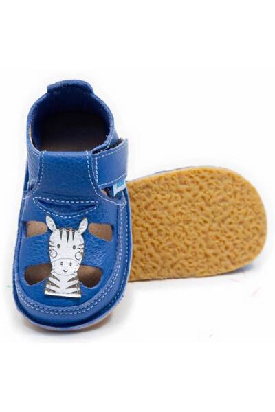 DODO SHOES Sandale copii barefoot Zebra, Culoare Albastru din piele naturala,...