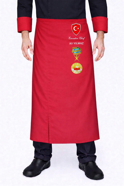 Üniformanya Ποδιά Μάγειρα με Όνομα και Δώρο, Ποδιά Σεφ που δένει στη μέση, Πο...