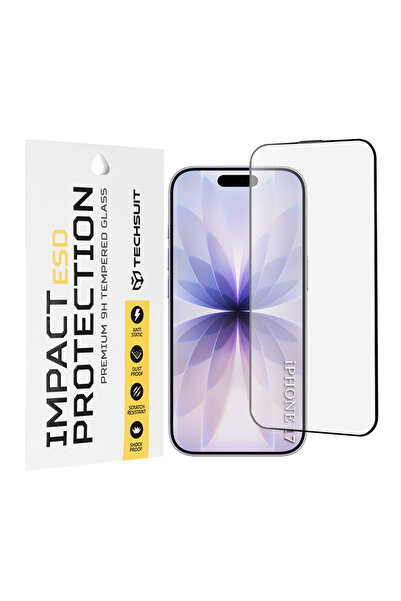 Techsuit Folie protectie pentru iPhone 17, Transparenta;Antisoc, negru