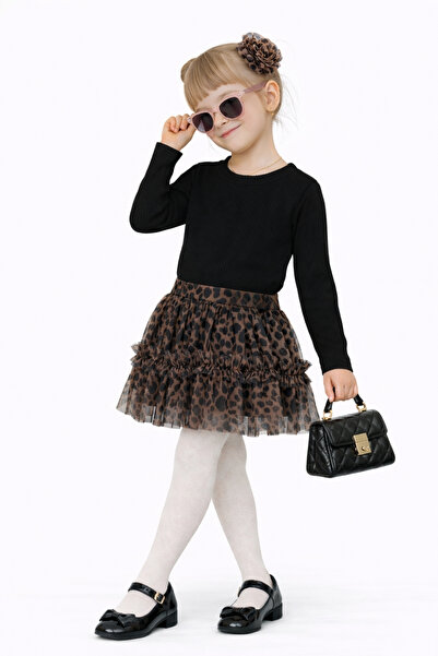 AHENGİM Set de 2 piese pentru fete, cu imprimeu leopard, bluză și pantaloni A...