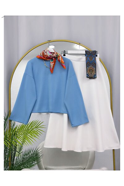 YEDİLALE Oy.Şo Bluz Puf Scuba Flared Skirt Dual Set [Only the Blouse and Skir...