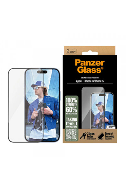 OEM Φύλλο προστασίας οθόνης για Apple iPhone 16 / 15, Panzerglass, Γυαλί, Μαύρο