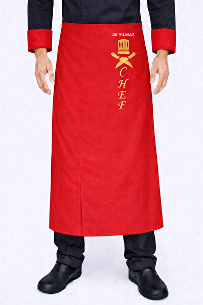 Üniformanya Ποδιά Μάγειρα με Όνομα και Δώρο, Ποδιά Σεφ που δένει στη μέση, Πο...
