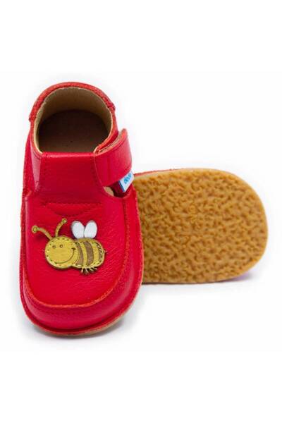 DODO SHOES Pantofi copii barefoot Albinuta Maia, Culoare Red din piele natura...