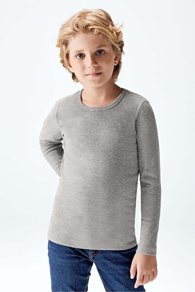 Brix Tricou cu mânecă lungă pentru băieți, 100% bumbac, 8529, culoare gri mel...