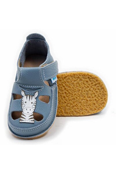 DODO SHOES Sandale copii barefoot Zebra, Culoare Baby Blue din piele naturala...