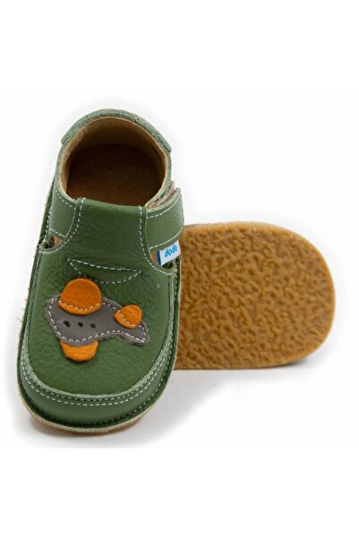 DODO SHOES Pantofi copii barefoot Avion, Culoare Verde din piele naturala, ta...