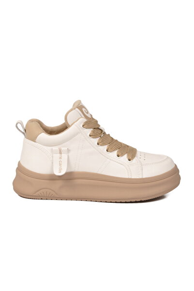 Pierre Cardin White Ankle Length Non-Slip Sole Women's Lace-Up Sneaker 11517 g