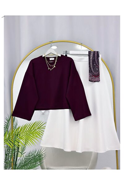 YEDİLALE Oy.Şo Bluz Puf Scuba Flared Skirt Dual Set [Only the Blouse and Skir...