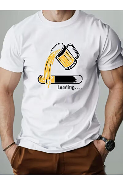 LİNA06 Men'S Summer Casual Short-Sleeve T-Shirt with Beer Graphic