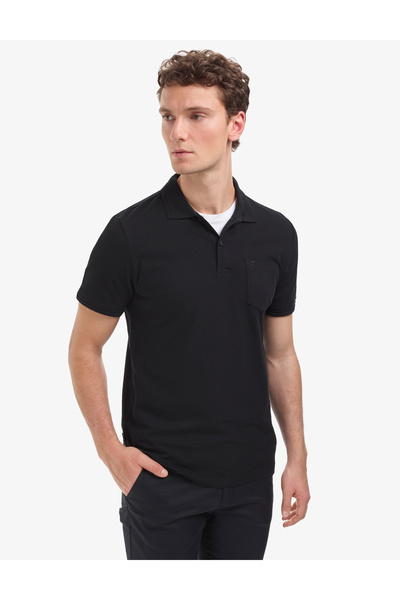 Pierre Cardin Schwarzes Basic-T-Shirt mit normaler Passform aus 100 % Baumwol...
